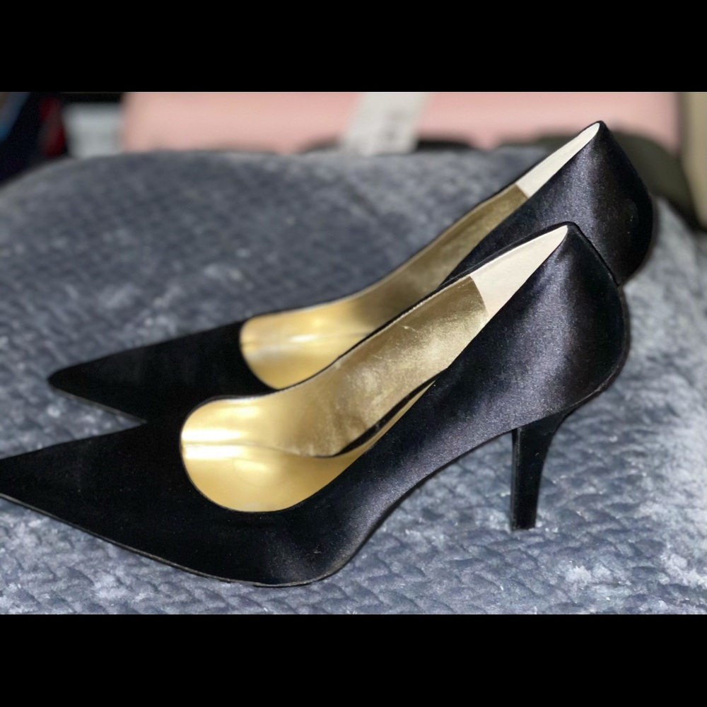 Satin black heels